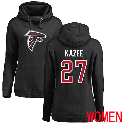 Atlanta Falcons Black Women Damontae Kazee Name And Number Logo NFL Football #27 Pullover Hoodie Sweatshirts